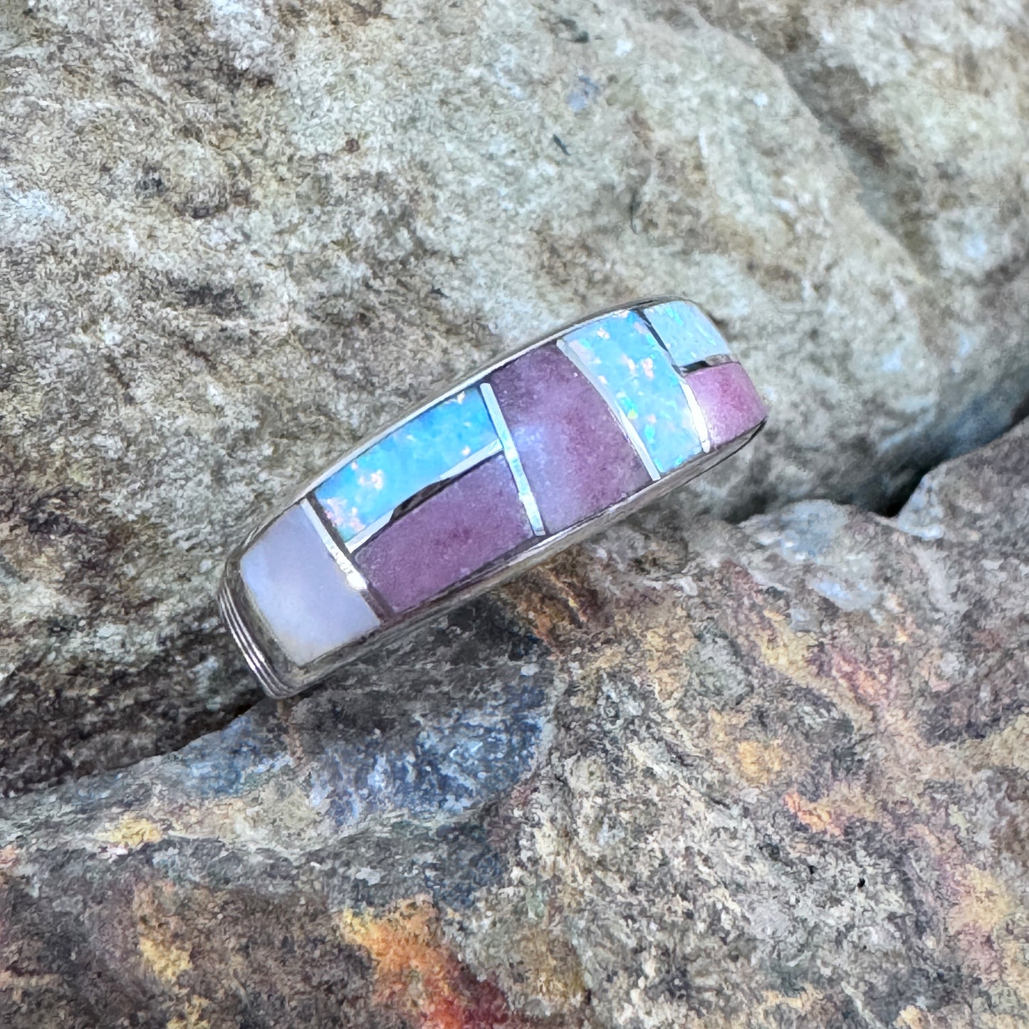 David Rosales Make Me Blush Inlaid Sterling Silver Ring