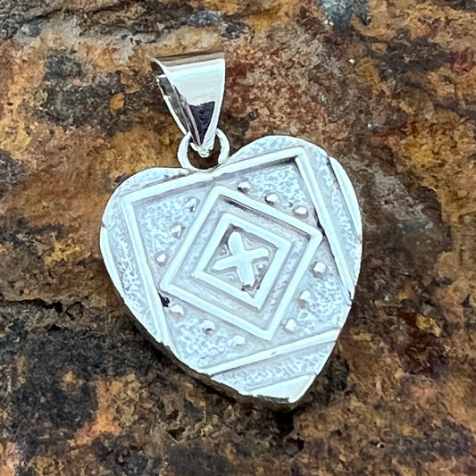David Rosales Shalako Inlaid Sterling Silver Pendant Heart