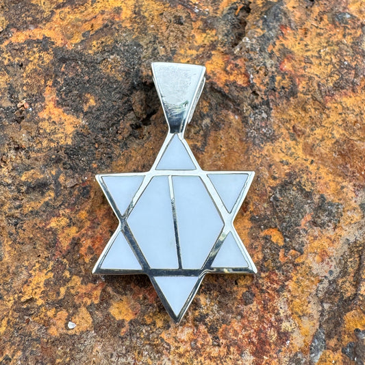 David Rosales Pristine Inlaid Sterling Silver Pendant Star of David