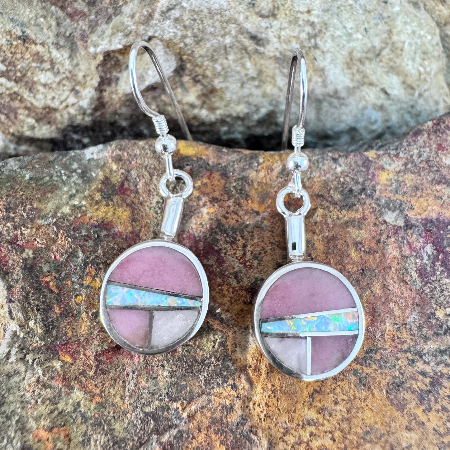 David Rosales Make Me Blush Inlaid Sterling Silver Earrings