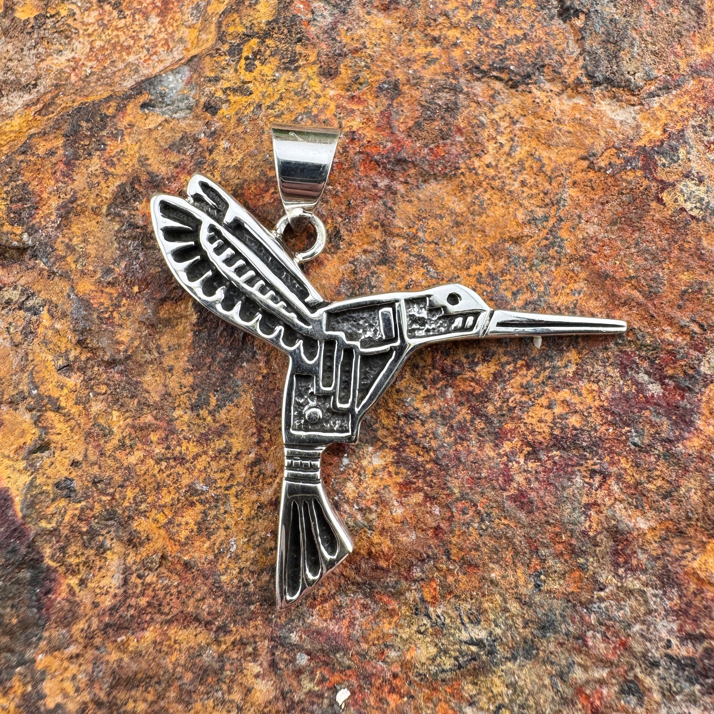 David Rosales Sterling Silver Pendant Hummingbird
