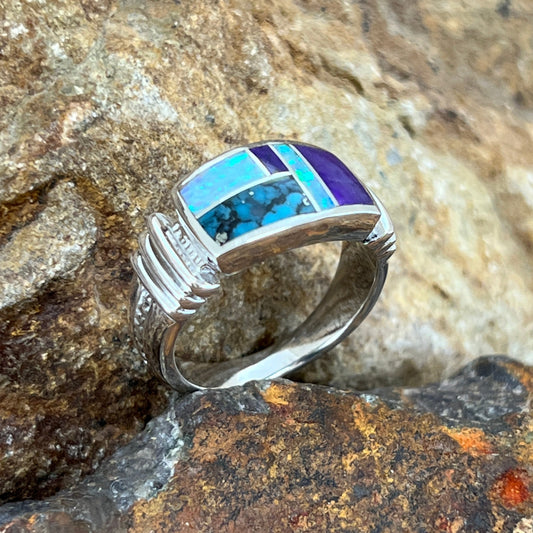 David Rosales Shalako Inlaid Sterling Silver Ring