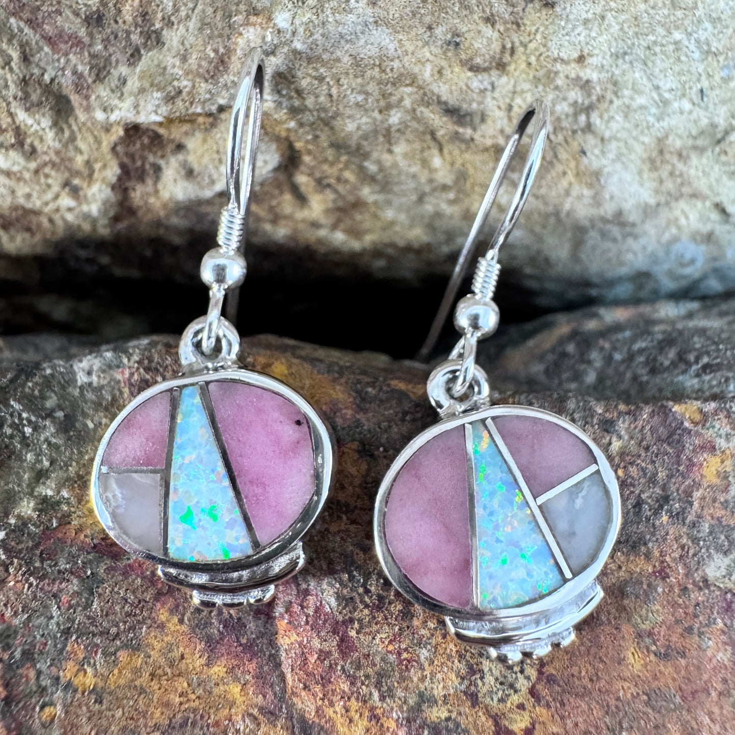 David Rosales Make Me Blush Inlaid Sterling Silver Earrings