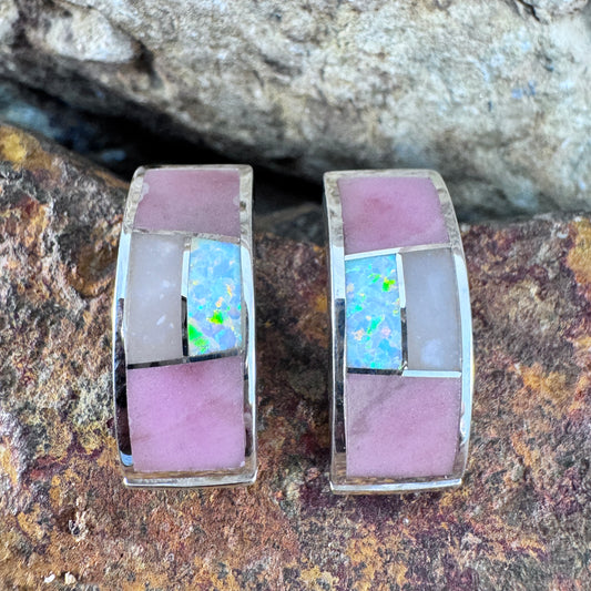 David Rosales Make Me Blush Inlaid Sterling Silver Earrings
