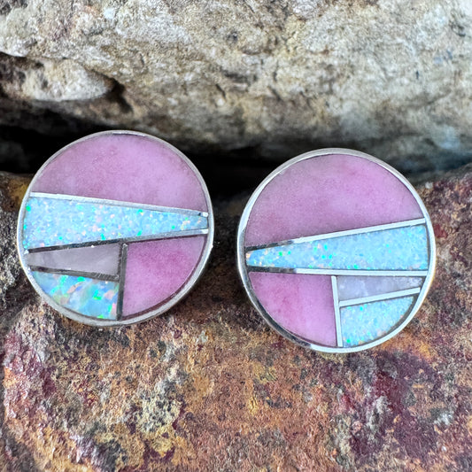 David Rosales Make Me Blush Inlaid Sterling Silver Earrings
