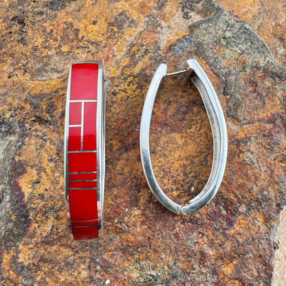 David Rosales Rosarita Inlaid Sterling Silver Earring Huggies