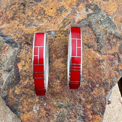 David Rosales Rosarita Inlaid Sterling Silver Earring Huggies