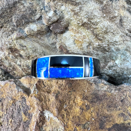 David Rosales Black Beauty Inlaid Sterling Silver Ring