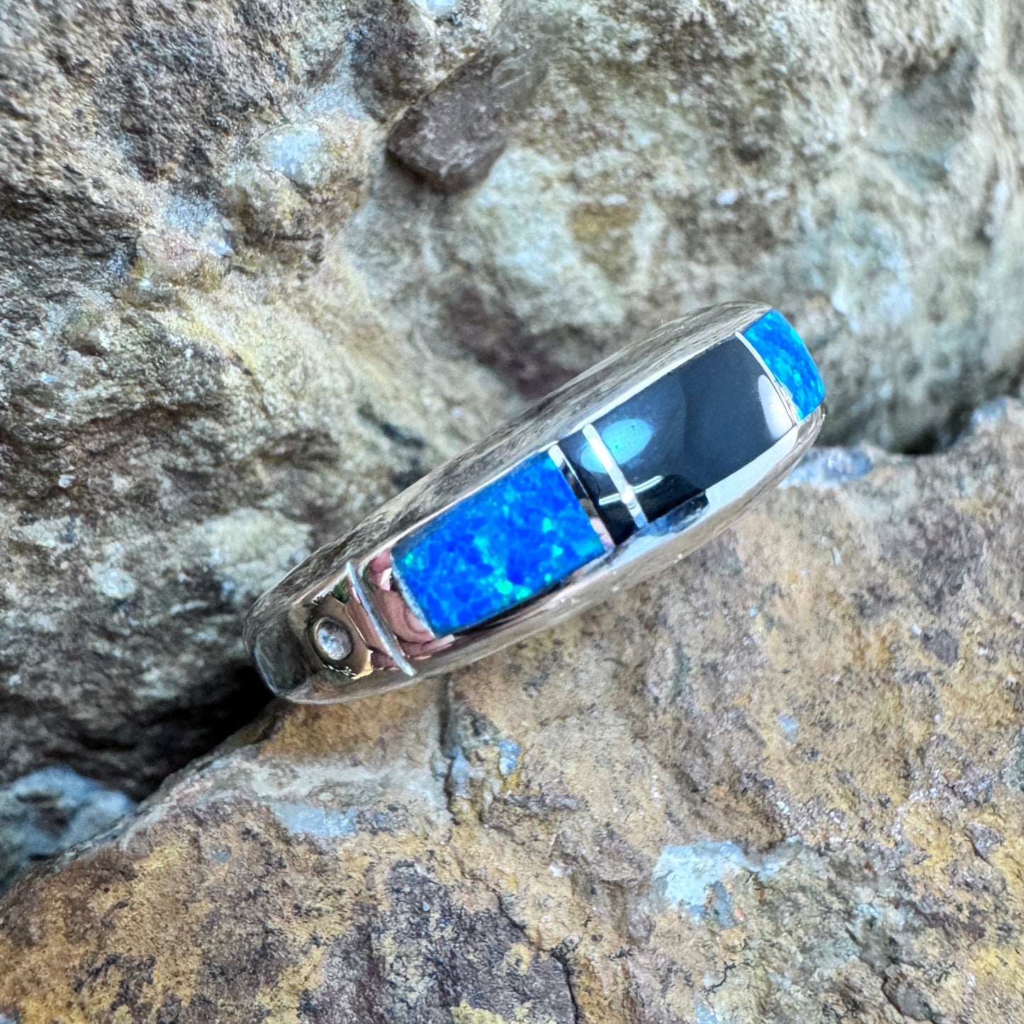 David Rosales Black Beauty Fancy Inlaid Sterling Silver Ring