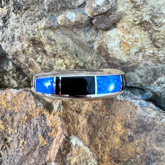 David Rosales Black Beauty Fancy Inlaid Sterling Silver Ring