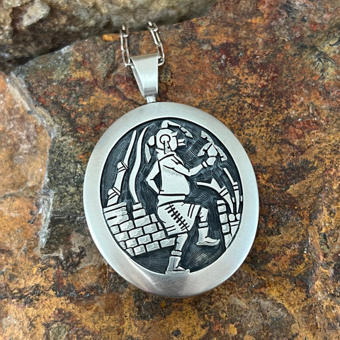 Vintage Hopi Overlay Silver Pendant Reversible by Eddison Wadsworth Soohafyah - Estate Jewelry