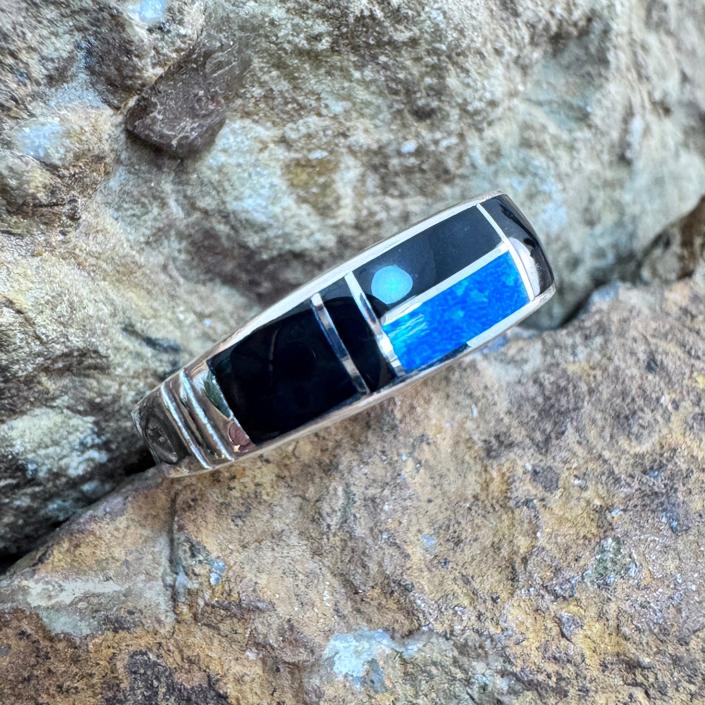 David Rosales Black Beauty Inlaid Sterling Silver Ring