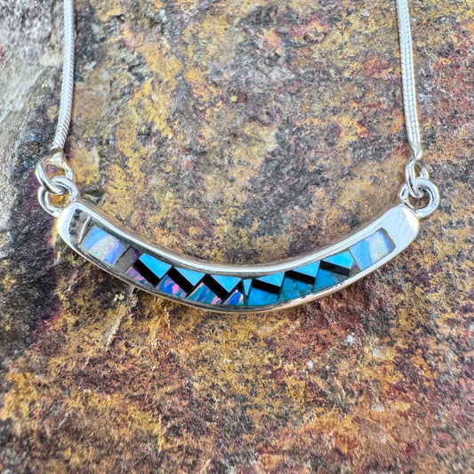 David Rosales Stardust Inlaid Sterling Silver Necklace