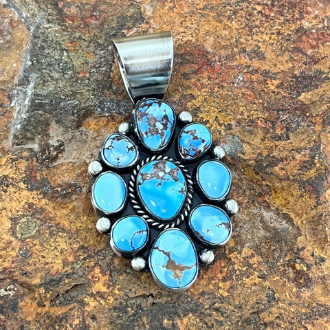 Golden Hill Turquoise Sterling Silver Pendant Cluster by Joe Piaso