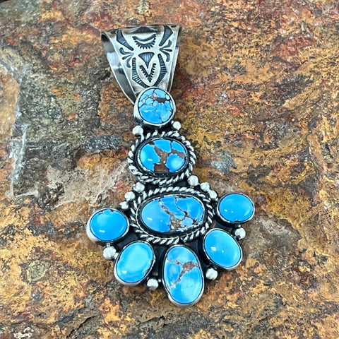 Golden Hill Turquoise Sterling Silver Pendant Cluster by Geraldine James