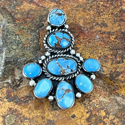 Golden Hill Turquoise Sterling Silver Pendant Cluster by Geraldine James