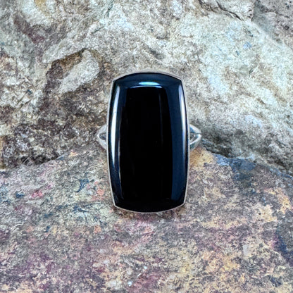 Sterling Silver Ring with Rectangular Black Onyx by Cathy Webster