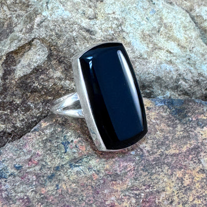 Sterling Silver Ring with Rectangular Black Onyx by Cathy Webster