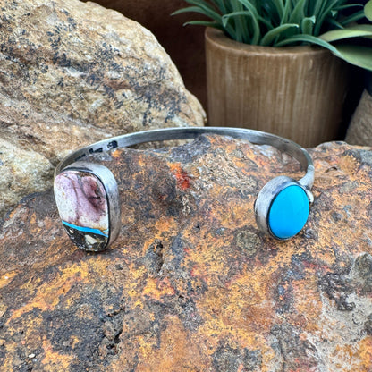 Sleeping Beauty and Ribbon Turquoise Sterling Silver Bracelet by Ray Coriz