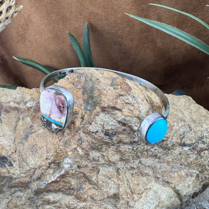 Sleeping Beauty and Ribbon Turquoise Sterling Silver Bracelet by Ray Coriz