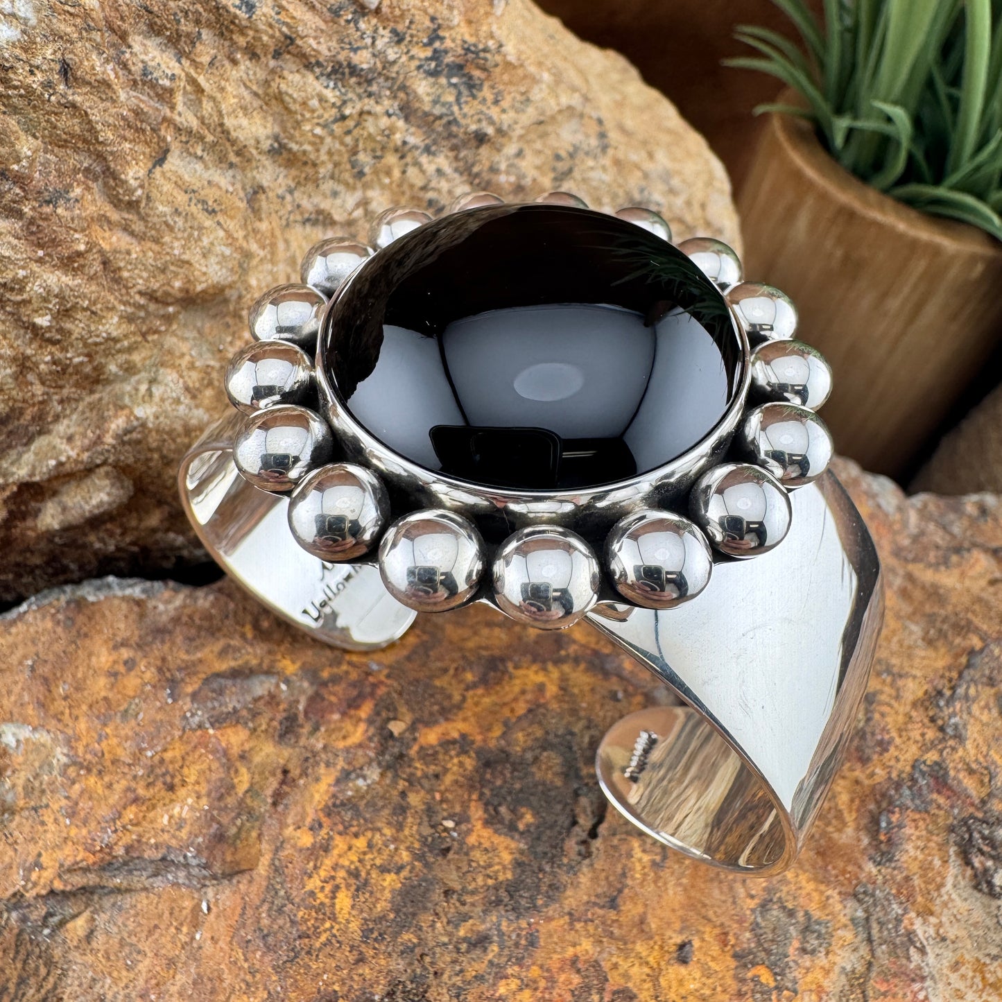 Black Onyx Sterling Silver Cuff Bracelet by Artie Yellowhorse