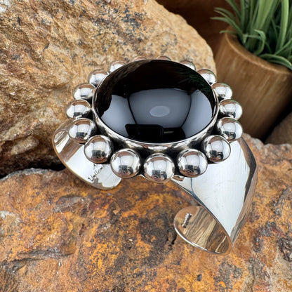 Black Onyx Sterling Silver Cuff Bracelet by Artie Yellowhorse