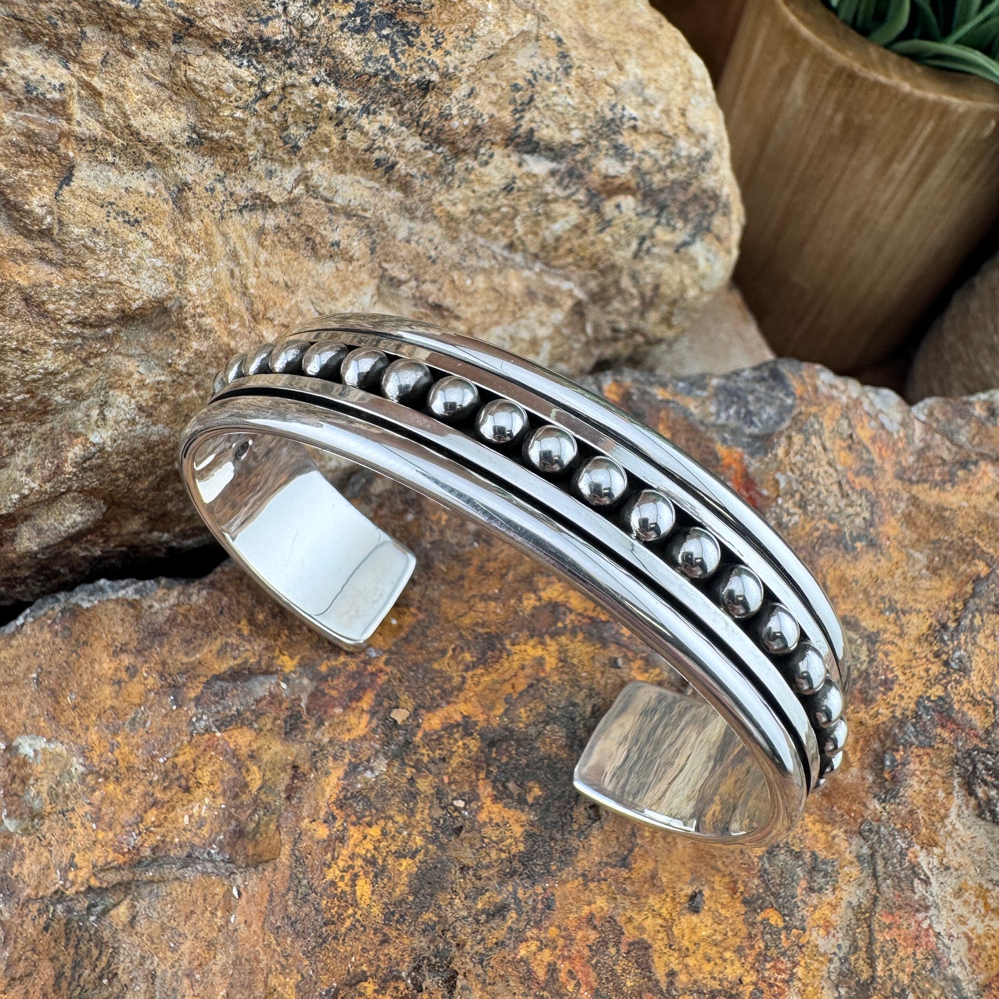 Sterling Silver Center Dot Bracelet by Artie Yellowhorse