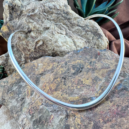 Sterling Silver Collar Smooth Plain Necklace by David Rosales