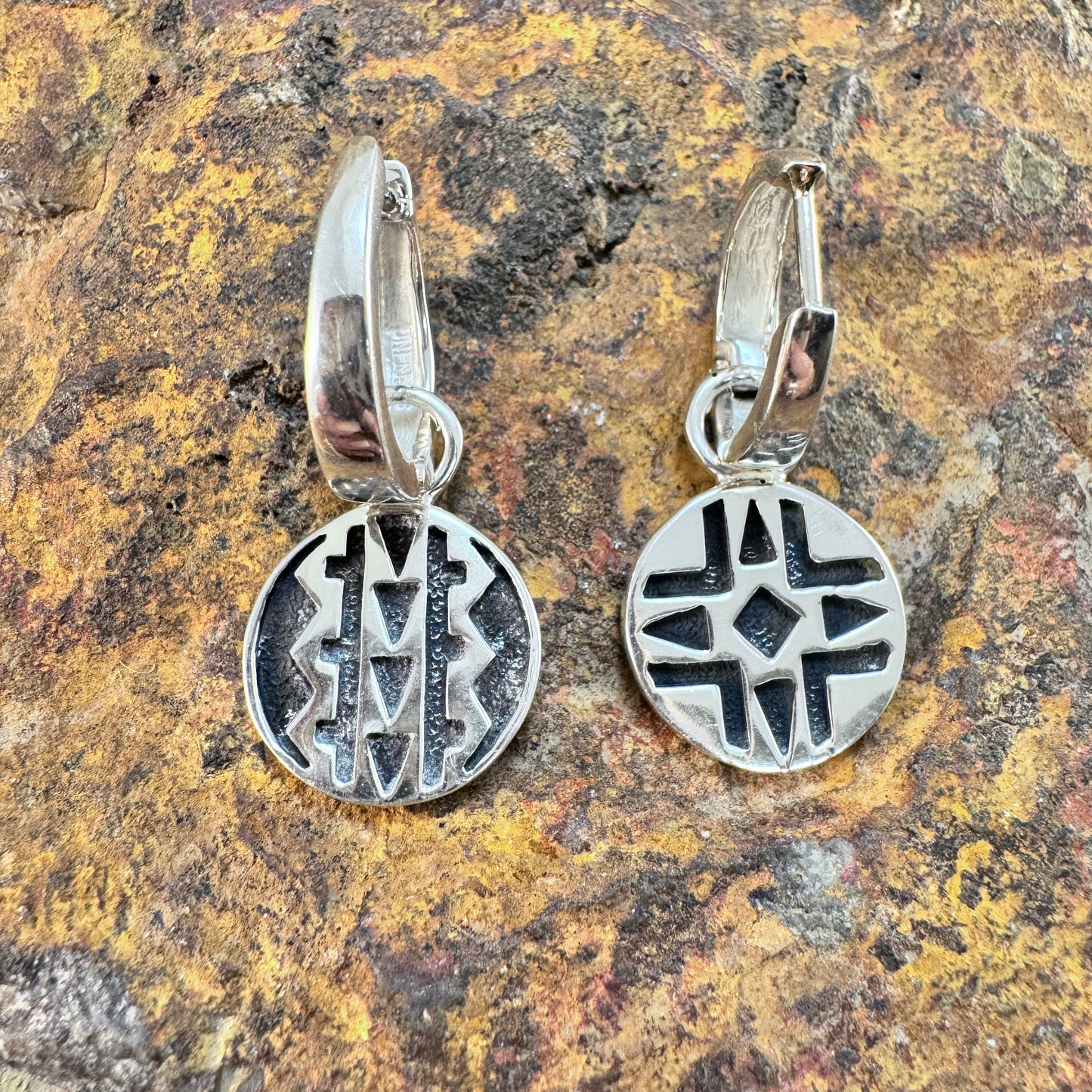 David Rosales Silver Country Reversible Sterling Silver Dangle & Huggie Earrings