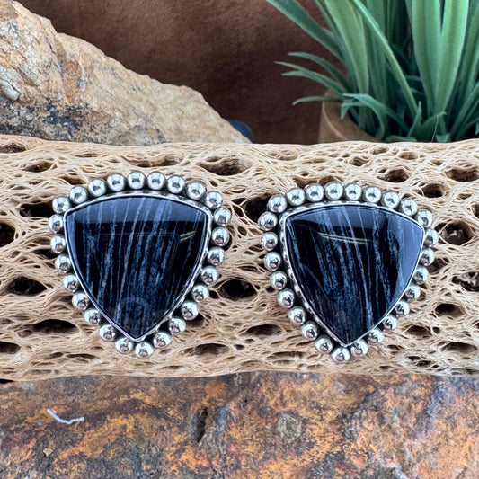 Jasper Zebra Sterling Silver Earrings by Artie Yellowhorse