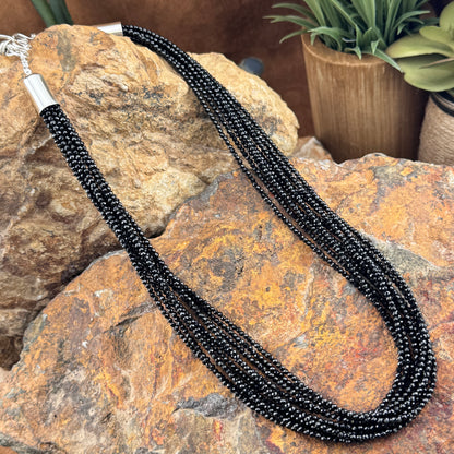 10 Strand Black Spinel Beaded Necklace by Artie Yellowhorse