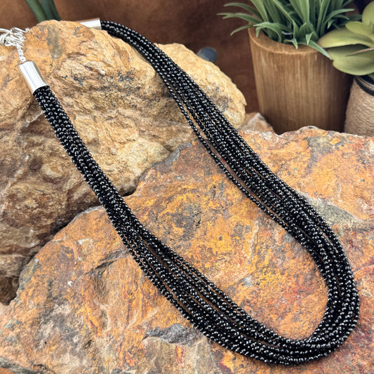 10 Strand Black Spinel Beaded Necklace by Artie Yellowhorse