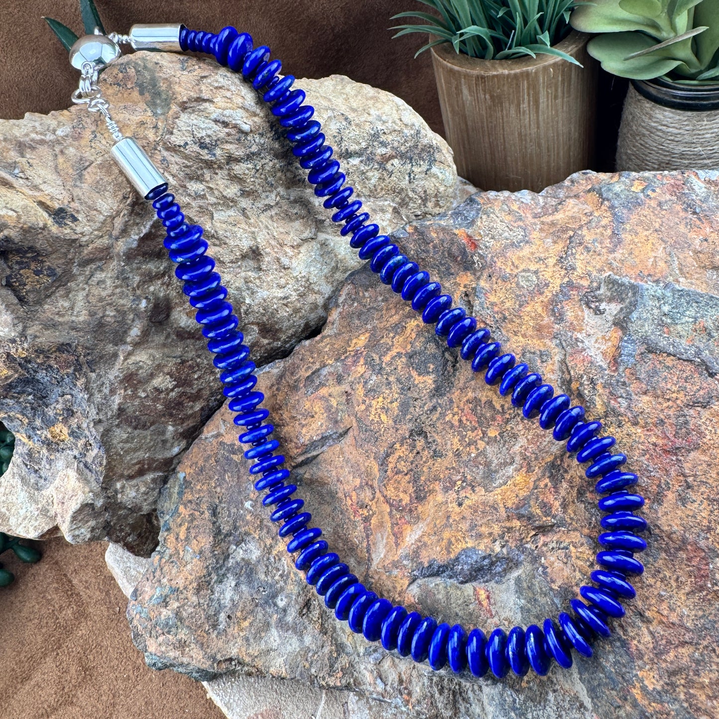 18" Lapis Beaded Necklace by Artie Yellowhorse