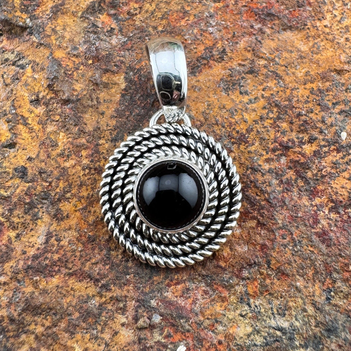 Sterling Silver Pendant with Black Onyx by Artie Yellowhorse