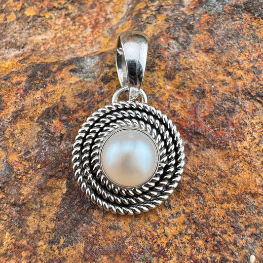 Sterling Silver Pendant with Fresh Water Pearl by Artie Yellowhorse