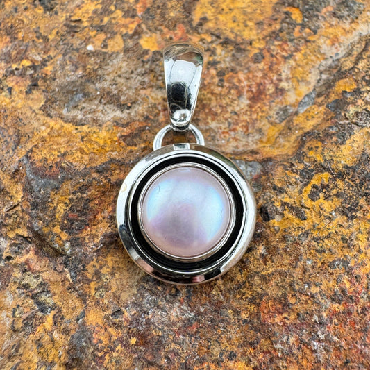 Sterling Silver Pink Fresh Water Pearl Pendant by Artie Yellowhorse