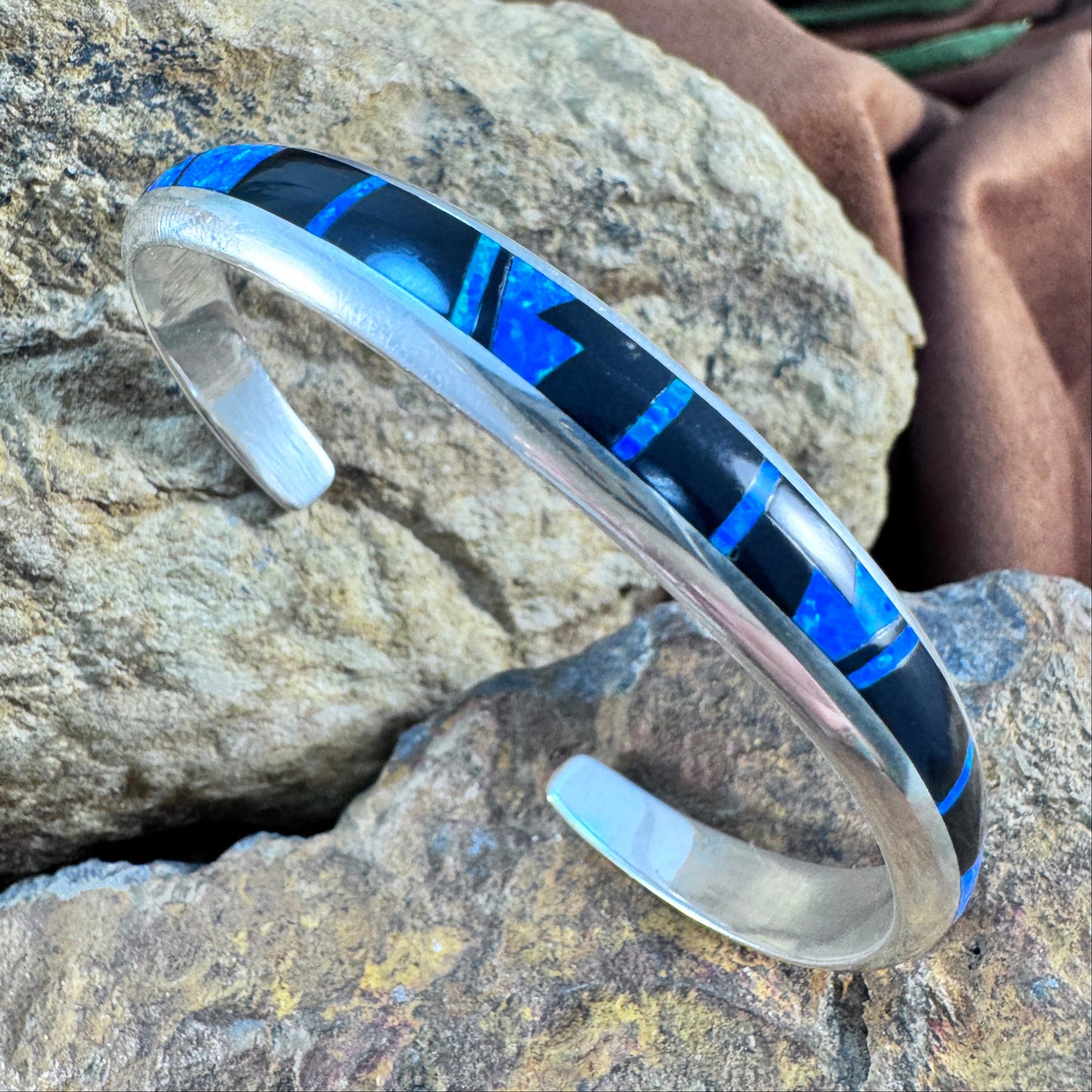 David Rosales Black Beauty Inlaid Sterling Silver Bracelet