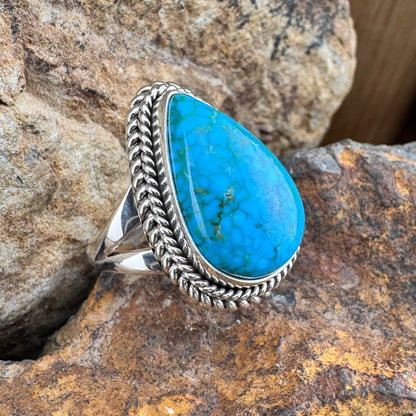 Kingman Turquoise Sterling Silver Ring by Artie Yellowhorse