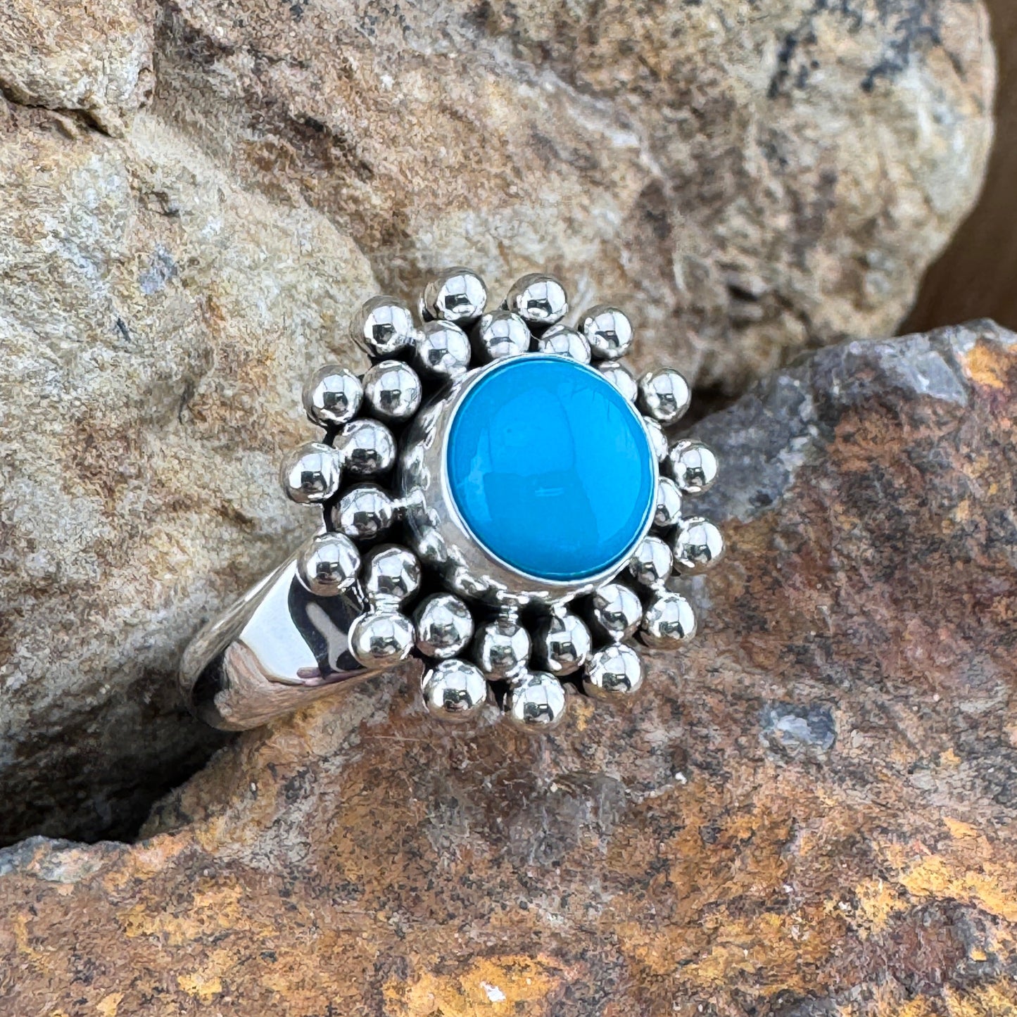 Sterling Silver Sleeping Beauty Turquoise Ring by Artie Yellowhorse