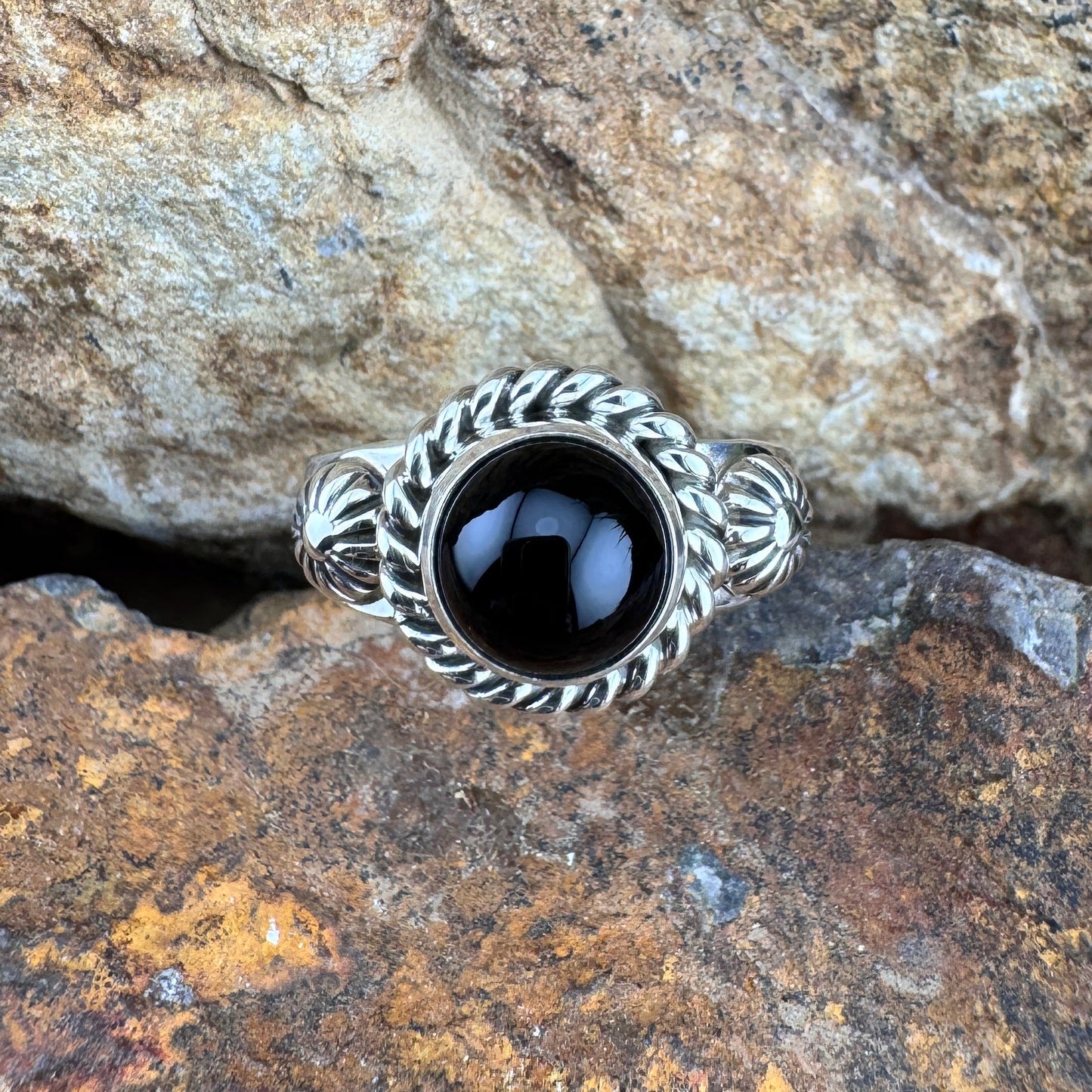 Black Onyx Sterling Silver Ring by Artie Yellowhorse
