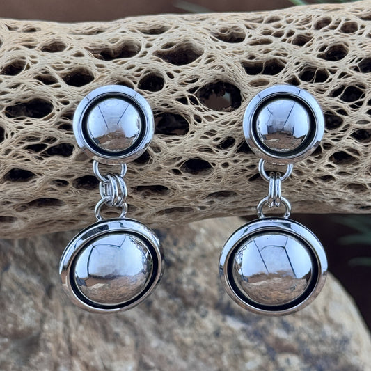 Traditional Sterling Silver 2 Drop Earrings by Artie Yellowhorse