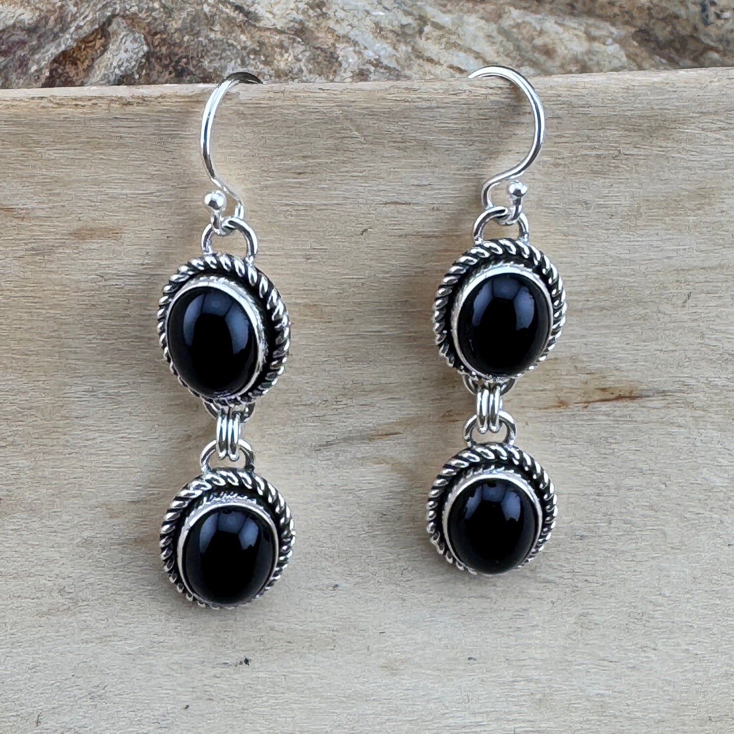 Black Onyx Double Drop Earrings by Artie Yellowhorse