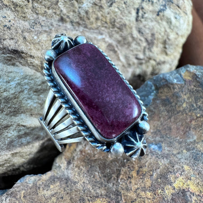 Purple Spiny Oyster Shell Sterling Silver Ring by Loretta Delgarito