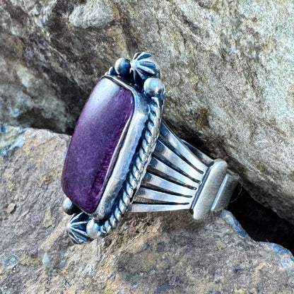 Purple Spiny Oyster Shell Sterling Silver Ring by Loretta Delgarito