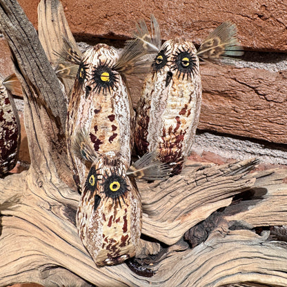 Owls on a Log Sculpture by Robert Rivera