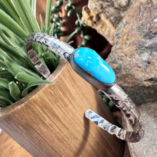 Forged Sterling Silver Cuff with Kingman Turquoise by Ray Coriz