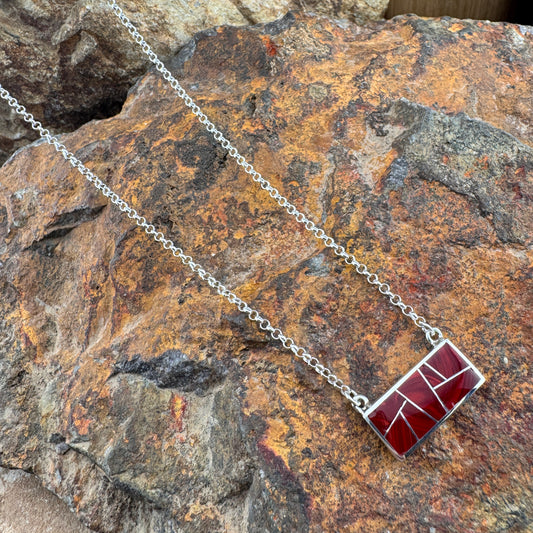 David Rosales Rosarita Inlaid Sterling Silver Necklace