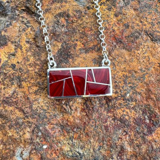 David Rosales Rosarita Inlaid Sterling Silver Necklace