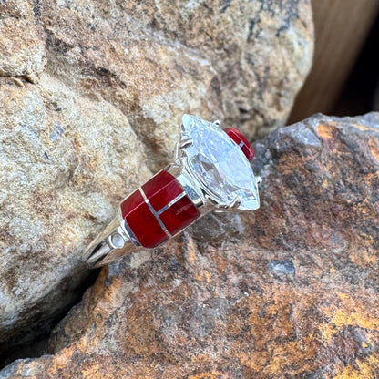 David Rosales Rosarita Inlaid Sterling Silver Ring with Cubic Zirconia