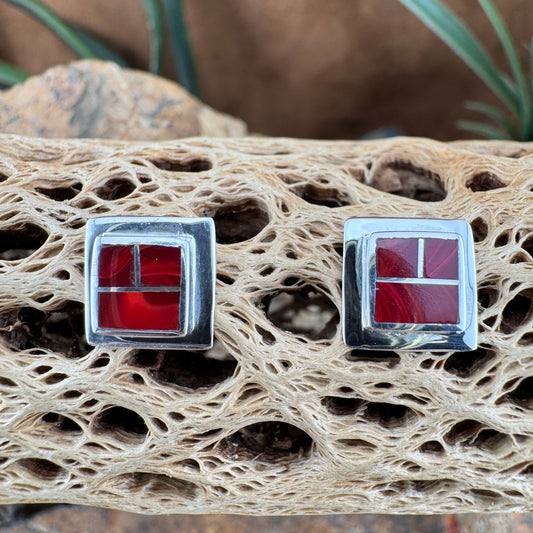 David Rosales Rosarita Inlaid Sterling Silver Earrings